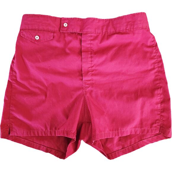 Vtg Mens 50s Red Retro Lined Swim Trunks Shorts 3" Inseam Surf Beach 34 EUC - Picture 1 of 11